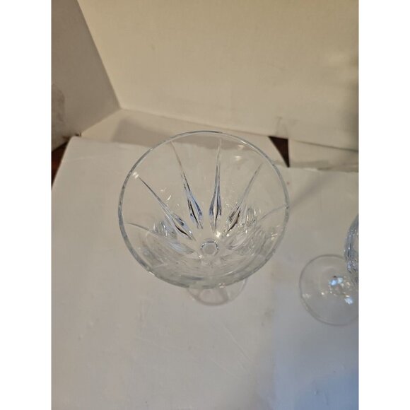 Crystal Wine glass unique cut vertical lines Beautiful Royal Tudor ? Lot Of 2 - Picture 3 of 12
